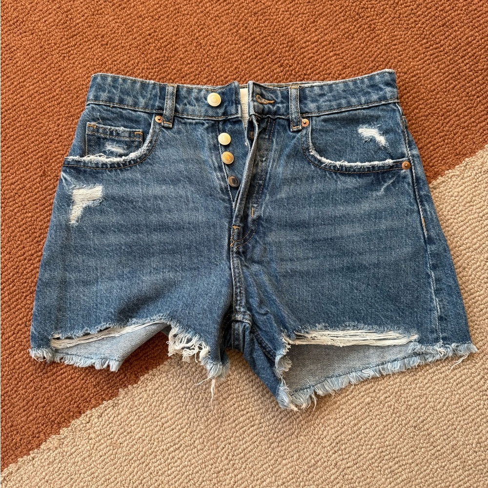 H&M Blue Distressed Jean Shorts